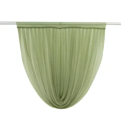 Dusty Sage Green Sheer Chiffon Valance Curtain – Curved Backdrop Swag Topper with Rod Pocket (4ft Wide x 4ft, 5ft, 6ft Height Options)
