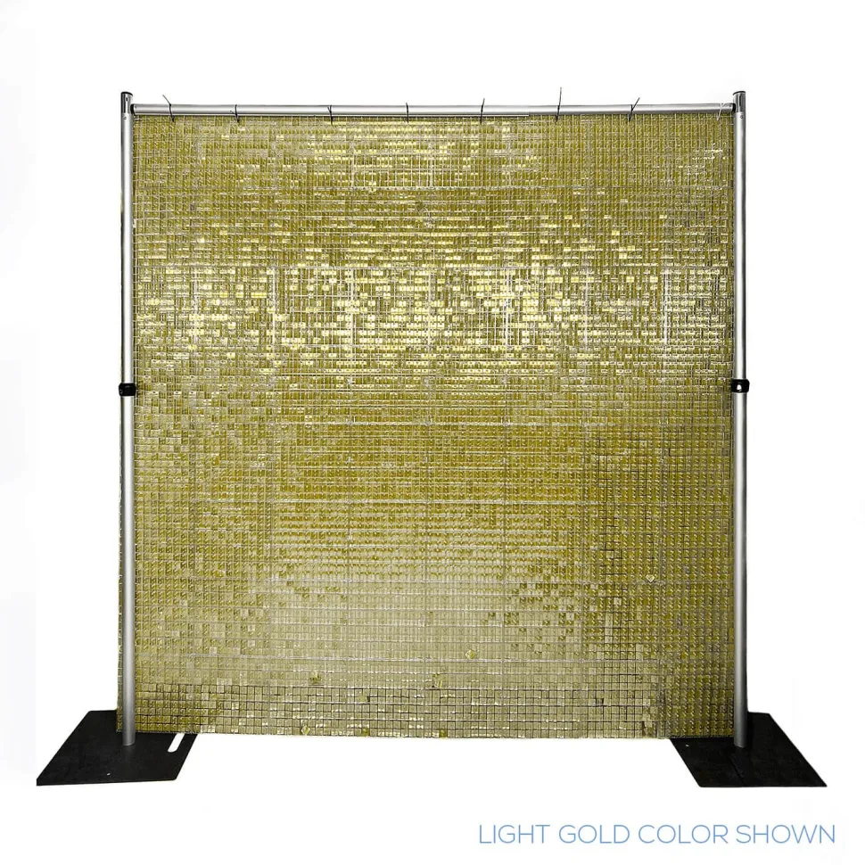 Easy Connect Shimmer Wall Panels w/ Transparent Grid Backing & Square Sequins - 12 Tiles - Light Blue