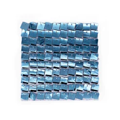 Easy Connect Shimmer Wall Panels w/ Transparent Grid Backing & Square Sequins - 12 Tiles - Light Blue