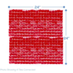 Easy Connect Shimmer Wall Panels w/ Transparent Grid Backing & Square Sequins - 12 Tiles - Red