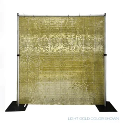 Easy Connect Shimmer Wall Panels w/ Transparent Grid Backing & Square Sequins - 12 Tiles - Red