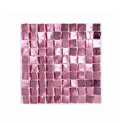 Easy Connect Shimmer Wall Panels w/ Transparent Grid Backing & Square Sequins - 12 Tiles - Rose Gold / Blush