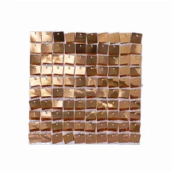 Easy Connect Shimmer Wall Panels w/ Transparent Grid Backing & Square Sequins - 12 Tiles - Light Champagne