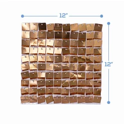 Easy Connect Shimmer Wall Panels w/ Transparent Grid Backing & Square Sequins - 12 Tiles - Light Champagne
