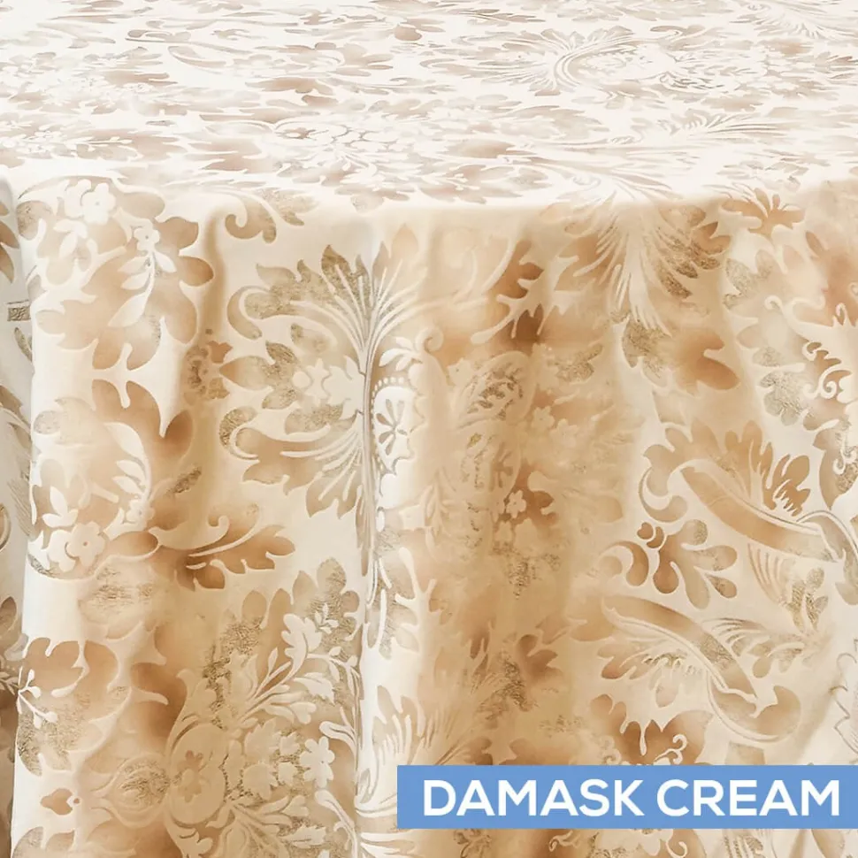 Embellished Tablecloth by Eastern Mills - Damask Cream - Many Size Options