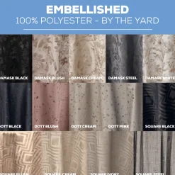 Embellished Tablecloth by Eastern Mills - Damask Black - Many Size Options
