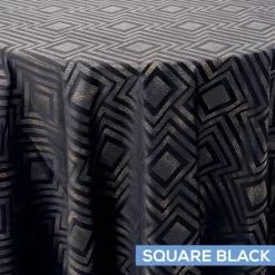 Embellished Tablecloth by Eastern Mills - Square Black - Many Size Options