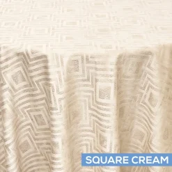 Embellished Tablecloth by Eastern Mills - Square Cream - Many Size Options