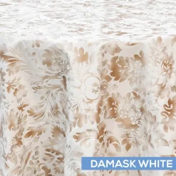 Embellished Tablecloth by Eastern Mills - Damask White - Many Size Options