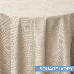 Embellished Tablecloth by Eastern Mills - Square Ivory - Many Size Options