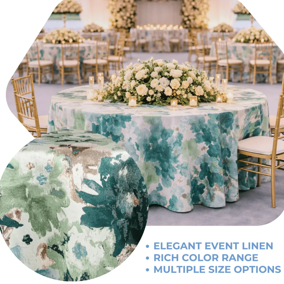 Emerald Florence Jacquard Tablecloth - Multiple Size Options