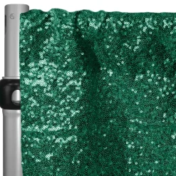 Emerald Green Sequin Backdrop Curtain w/ 4" Rod Pocket by Eastern Mills - 10ft Long x 4.5ft Wide