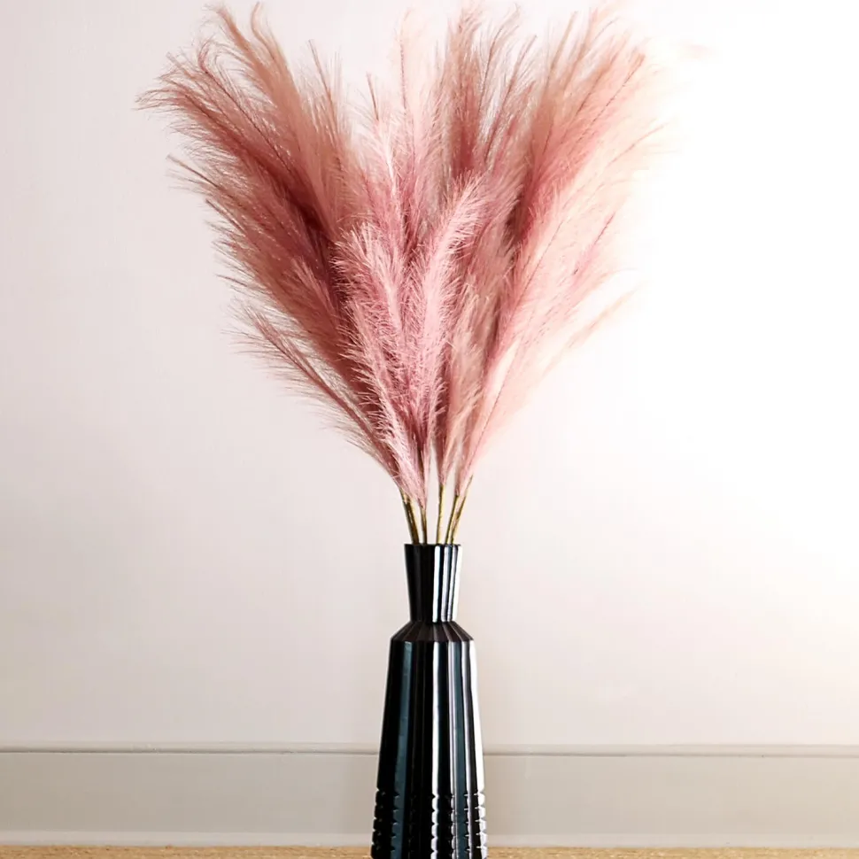 Faux Pampas Grass - 6 Stems - 48" Long - Dusty Rose