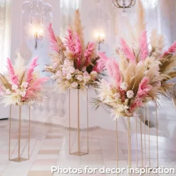 Faux Pampas Grass - 6 Stems - 38" Long - Soft Pink/Blush