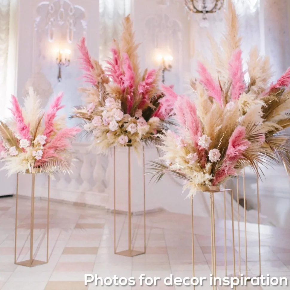 Faux Pampas Grass - 6 Stems - 48" Long - Soft Pink/Blush