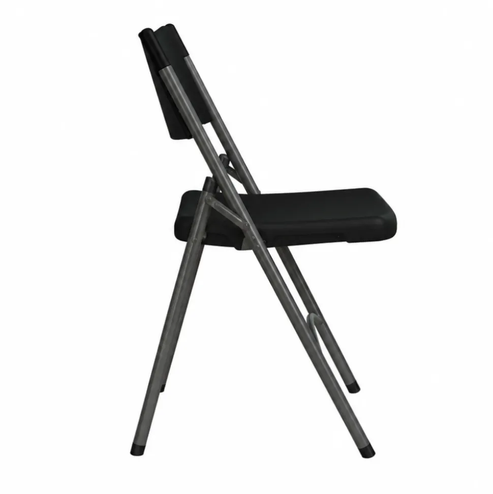 Feather XT™ Blow Molded Black Plastic Folding Chair with Black Frame