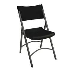 Feather XT™ Blow Molded Black Plastic Folding Chair with Black Frame