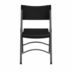 Feather XT™ Blow Molded Black Plastic Folding Chair with Black Frame