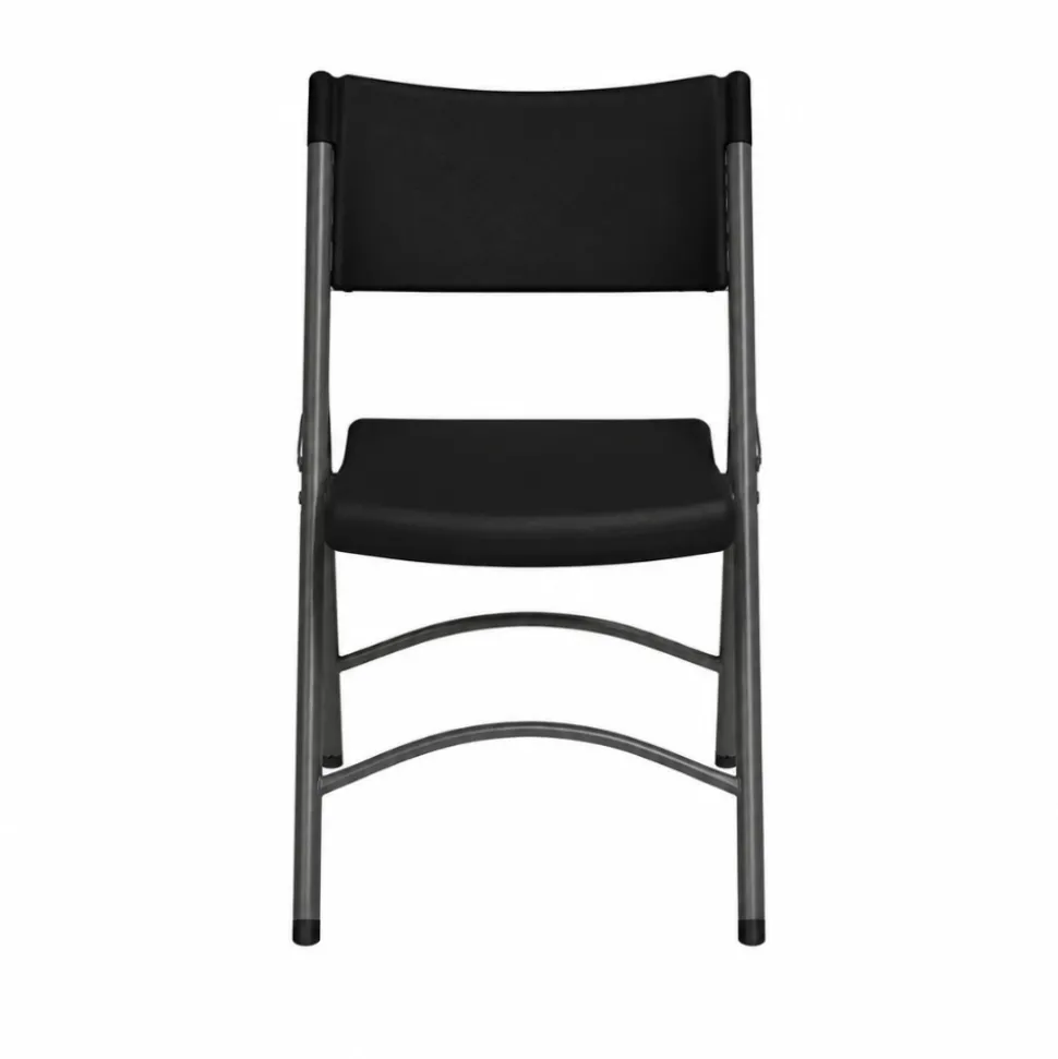 Feather XT™ Blow Molded Black Plastic Folding Chair with Black Frame