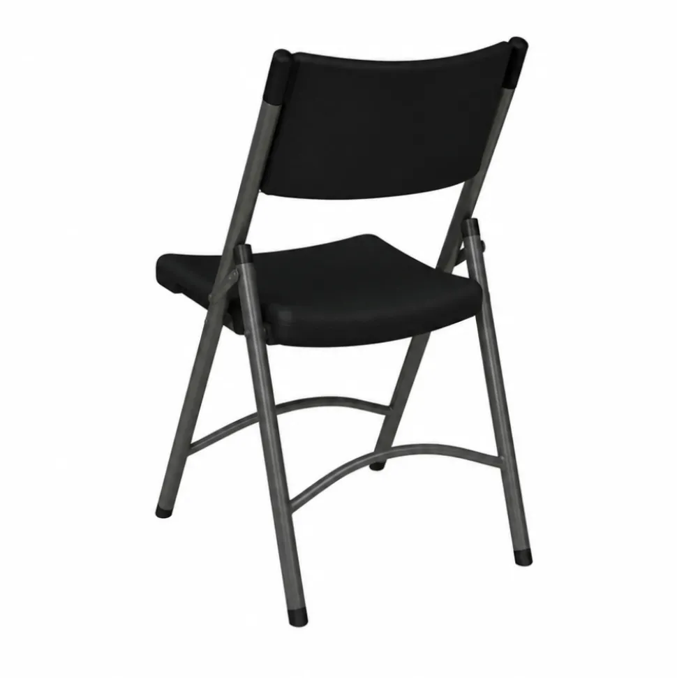 Feather XT™ Blow Molded Black Plastic Folding Chair with Black Frame