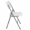 Feather XT™ Blow Molded White Plastic Folding Chair with Gray Frame