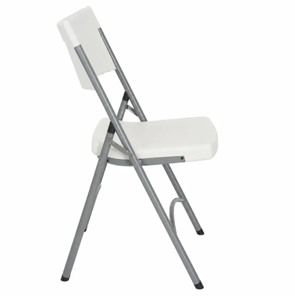 Feather XT™ Blow Molded White Plastic Folding Chair with Gray Frame