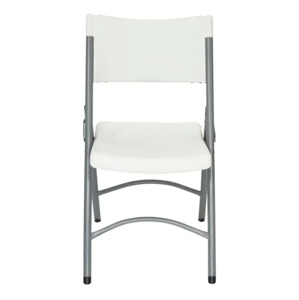 Feather XT™ Blow Molded White Plastic Folding Chair with Gray Frame