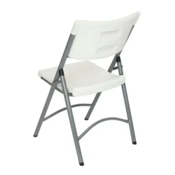 Feather XT™ Blow Molded White Plastic Folding Chair with Gray Frame