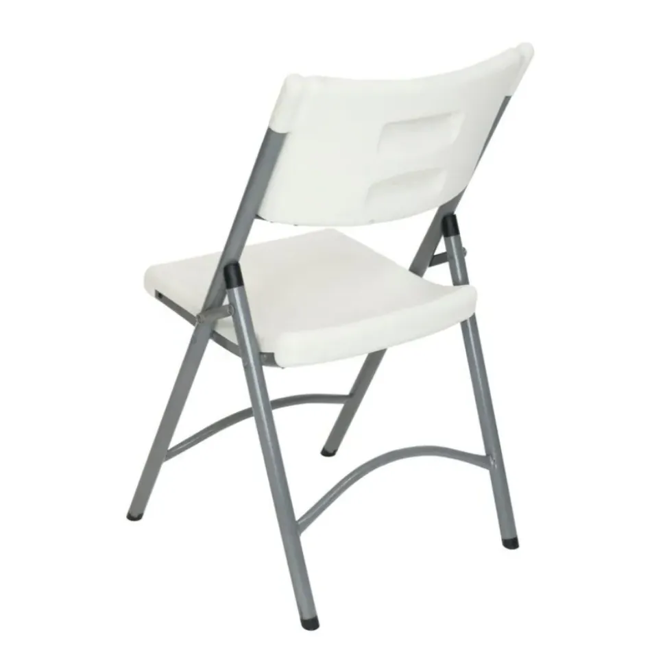 Feather XT™ Blow Molded White Plastic Folding Chair with Gray Frame