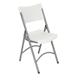 Feather XT™ Blow Molded White Plastic Folding Chair with Gray Frame