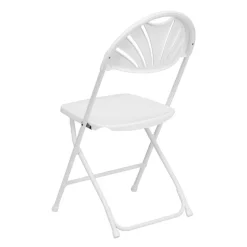 Feather XT™ Heavy Duty Plastic Folding Chair with Fan Back – White 440 lb Capacity
