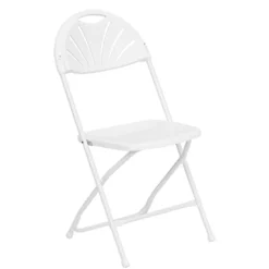 Feather XT™ Heavy Duty Plastic Folding Chair with Fan Back – White 440 lb Capacity