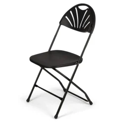 Feather XT™ Heavy Duty Plastic Folding Chair with Fan Back – Black 440 lb Capacity