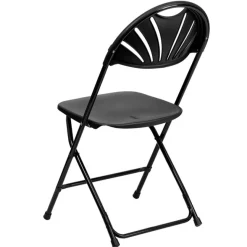 Feather XT™ Heavy Duty Plastic Folding Chair with Fan Back – Black 440 lb Capacity