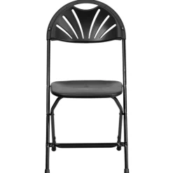 Feather XT™ Heavy Duty Plastic Folding Chair with Fan Back – Black 440 lb Capacity