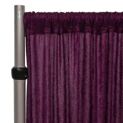 Fire Retardant Economy Panne Stretch Velvet Drape w/ Sewn Rod Pocket - Plum