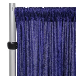 Fire Retardant Economy Panne Stretch Velvet Drape w/ Sewn Rod Pocket - Navy