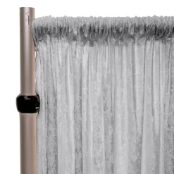 Fire Retardant Economy Panne Stretch Velvet Drape w/ Sewn Rod Pocket - Silver