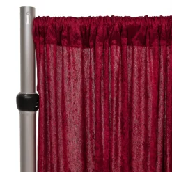 Fire Retardant Economy Panne Stretch Velvet Drape w/ Sewn Rod Pocket - Burgundy