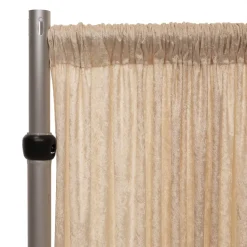 Fire Retardant Economy Panne Stretch Velvet Drape w/ Sewn Rod Pocket - Champagne
