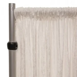 Fire Retardant Economy Panne Stretch Velvet Drape w/ Sewn Rod Pocket - Ivory