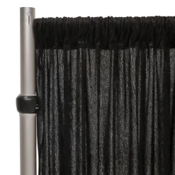 Fire Retardant Economy Panne Stretch Velvet Drape w/ Sewn Rod Pocket - Black