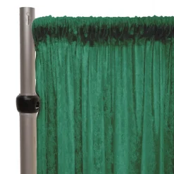 Fire Retardant Economy Panne Stretch Velvet Drape w/ Sewn Rod Pocket - Hunter Green