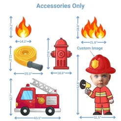 Firetruck Rescue Foam Core Birthday Backdrop Kit by PopScene™