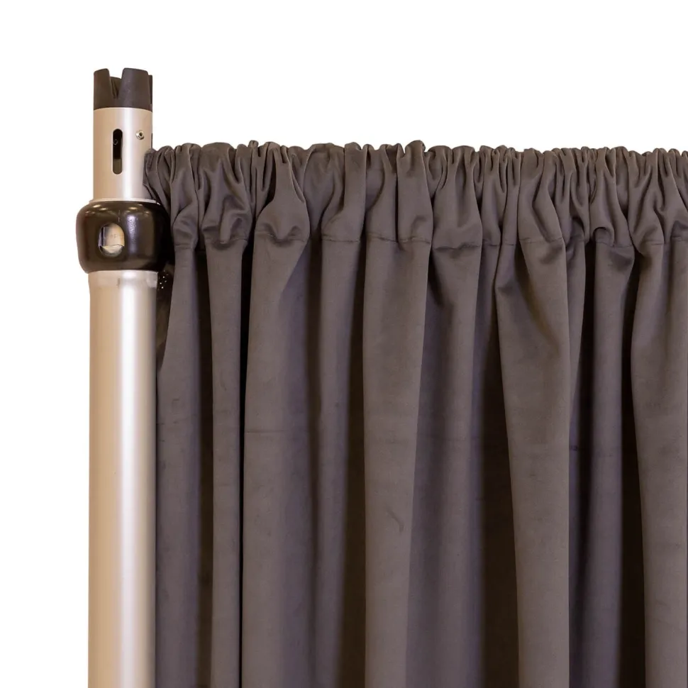 Fire Velvet (IFR) Drape w/ Sewn Rod Pocket - Charcoal