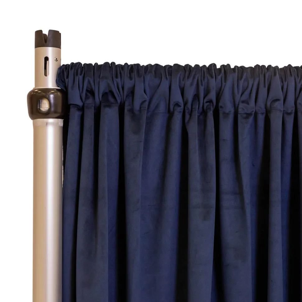 Fire Velvet (IFR) Drape w/ Sewn Rod Pocket - Navy