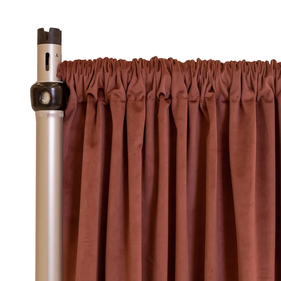 Fire Velvet (IFR) Drape w/ Sewn Rod Pocket - Burnt Rose