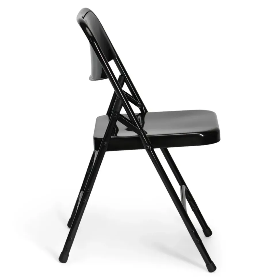 FirmFold™ Premium Triple-Braced Steel Folding Chair - Black