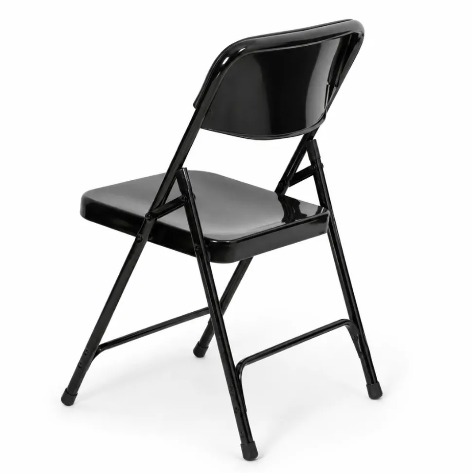 FirmFold™ Premium Triple-Braced Steel Folding Chair - Black