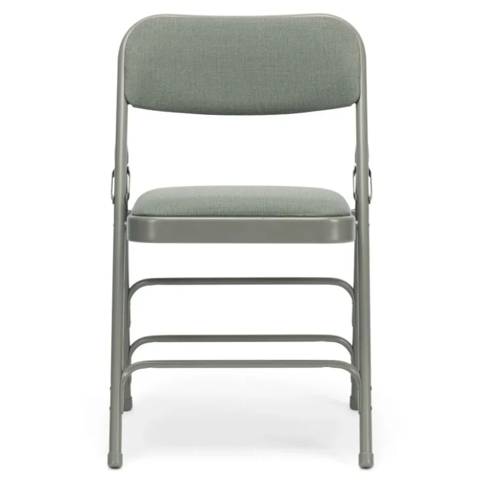 FirmFold™ Premium Triple-Braced Fabric Padded Metal Folding Chair - Grey